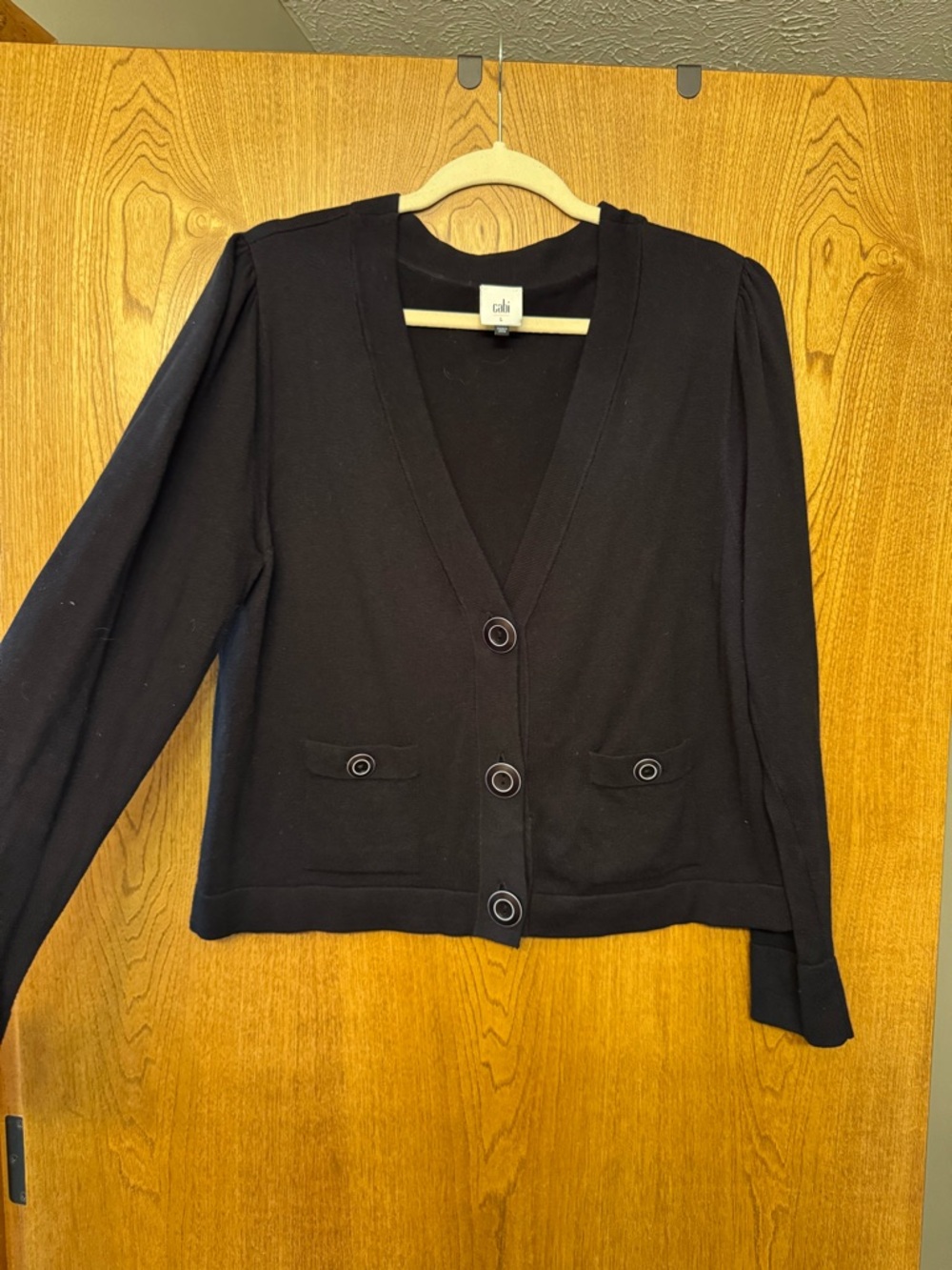 CAbi Black knit cardigan with striped tee Set - Picture 3 of 10
